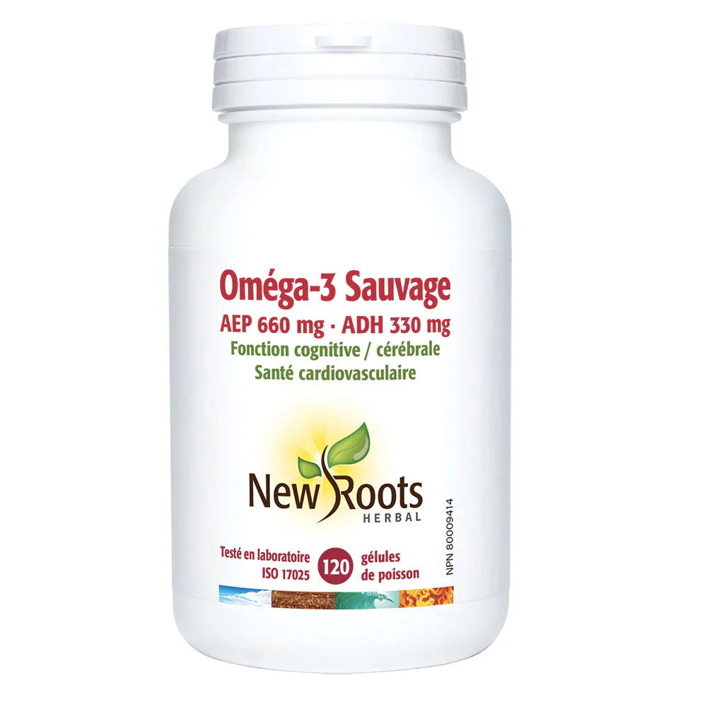 Oméga-3 Sauvage 660 mg d’AEP · 330 mg d’ADH - New Roots - 60 ou 120 gélules